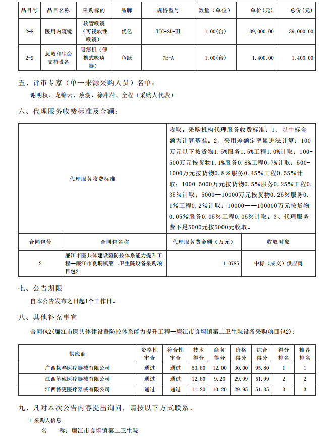 廉江市醫(yī)共體建設(shè)暨防控體系能力提升工程—廉江市良垌鎮(zhèn)第二衛(wèi)生院設(shè)備采購項(xiàng)目【項(xiàng)目編 號(hào)：ZDZJ23-Z05030】（包 2）結(jié)果公告(圖2)